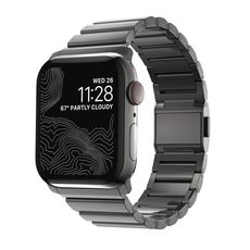 Per Apple Watch 46mm / 49mm / 45mm / 44mm Cinturino per orologio in acciaio inossidabile con chiusura Norman Clasp One-Bead (color stagno)