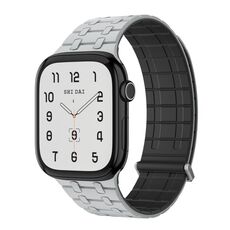Per Apple Watch 46mm / 49mm / 45mm / 44mm AW-AP Cinturino magnetico in silicone bicolore (grigio chiaro nero)