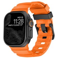 Per Apple Watch 46mm / 49mm / 45mm / 44mm Wild Path Cinturino per orologio in silicone spesso con fibbia nera (arancione)