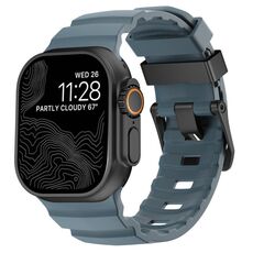 Per Apple Watch 46mm / 49mm / 45mm / 44mm Wild Path Cinturino per orologio in silicone spesso con fibbia nera (blu oceano)