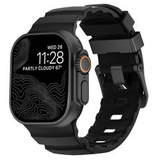 Per Apple Watch 46mm / 49mm / 45mm / 44mm Wild Path Black Buckle Cinturino per orologio in silicone spesso (nero)