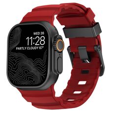 Per Apple Watch 46mm / 49mm / 45mm / 44mm Wild Path Cinturino in silicone spesso con fibbia nera (rosso)