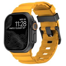 Per Apple Watch 46mm / 49mm / 45mm / 44mm Wild Path Cinturino per orologio in silicone spesso con fibbia nera (giallo chiaro)