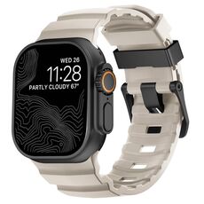 Per Apple Watch 46mm / 49mm / 45mm / 44mm Wild Path Cinturino per orologio in silicone spesso con fibbia nera (Starlight)