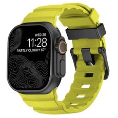 Per Apple Watch 46mm / 49mm / 45mm / 44mm Wild Path Cinturino per orologio in silicone spesso con fibbia nera (verde fluorescente)