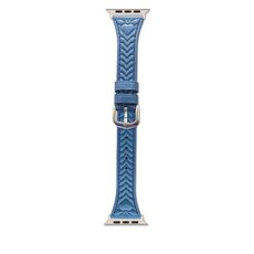 Per Apple Watch 46mm / 49mm / 45mm / 44mm Cinturino in pelle goffrata a forma di cuore (blu crisantemo)