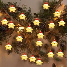 Stringa di luci natalizie USB LED Decorazione per finestre per feste Luce d'atmosfera, lunghezza: 3 m 20 luci (Babbo Natale stella)