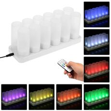 12 pezzi/set lampada a candela ricaricabile illuminazione colorata luce romantica per le vacanze con telecomando (spina UE)