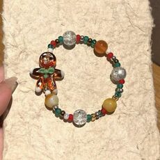 Braccialetto di perline natalizie Atmosfera festiva Gioielli dal design versatile e squisito, stile: omino di pan di zenzero