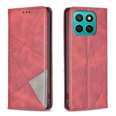 Per Honor X8c 4G Custodia per telefono in pelle magnetica con trama a rombo (rosso)