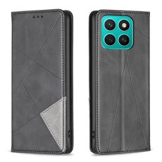 Per Honor X8c 4G Custodia per telefono in pelle magnetica con trama a rombo (nero)