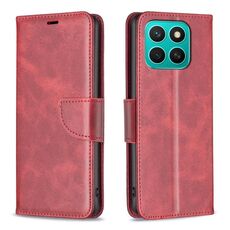 Custodia per telefono in pelle a flip color puro con texture in pelle di agnello per Honor X8c 4G (rosso)