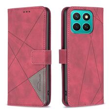 Per Honor X8c 4G Custodia per telefono in pelle con fibbia magnetica e trama a rombi (rosso)