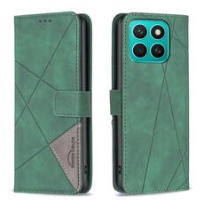 Per Honor X8c 4G Custodia per telefono in pelle con fibbia magnetica e trama a rombi (verde)