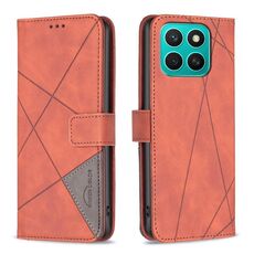 Per Honor X8c 4G Custodia per telefono in pelle con fibbia magnetica e trama a rombi (marrone)