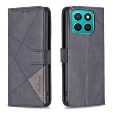Per Honor X8c 4G Custodia per telefono in pelle con fibbia magnetica e trama a rombi (nero)