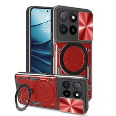 Per Honor X5b Plus / X5b 4G CD Texture Custodia per telefono con supporto magnetico scorrevole Camshield (rosso)