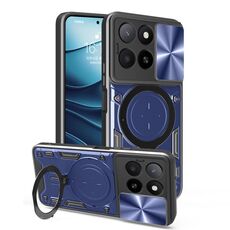 Per Honor X5b Plus / X5b 4G CD Texture Custodia per telefono con supporto magnetico scorrevole Camshield (blu)