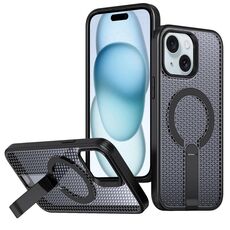 Per iPhone 15 Plus / 14 Plus Custodia per telefono con supporto MagSafe a nido d'ape (nero)