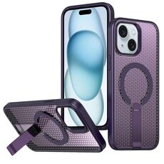 Per iPhone 15 Custodia per telefono con supporto MagSafe a nido d'ape (viola)