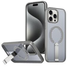 Per iPhone 15 Pro Max Custodia per telefono con supporto MagSafe a nido d'ape (grigio titanio)
