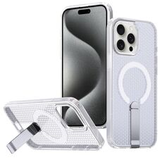 Per iPhone 15 Pro Max Custodia per telefono con supporto MagSafe a nido d'ape (trasparente satinato)
