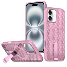 Per iPhone 16 Custodia per telefono con supporto MagSafe a nido d'ape (rosa)