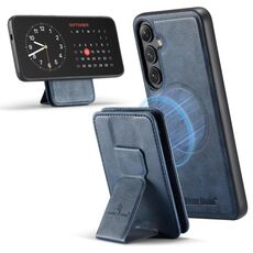 Per Samsung Galaxy S25+ 5G Fierre Shann FS028 MagSafe RFID Card Holder Back Phone Case (Blu)