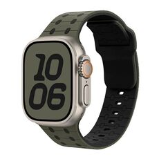 Per Apple Watch 46mm / 49mm / 45mm / 44mm Cinturino in silicone con fibbia inversa a tre colori (verde nero)