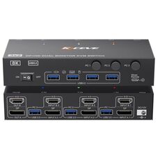 KCEVE KC-KVM302DH 8K 60Hz HDMI e DP e USB3.0 Dual Monitor KVM Switch, spina UE