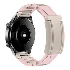 Cinturino per orologio in gomma in acciaio inossidabile con fibbia magnetica pieghevole da 20 mm (rosa + luce stellare)