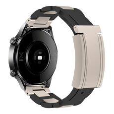 Cinturino per orologio in gomma in acciaio inossidabile con fibbia magnetica pieghevole da 20 mm (nero + luce stellare)