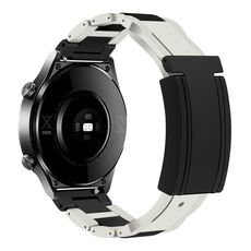 Cinturino per orologio in gomma in acciaio inossidabile con fibbia magnetica pieghevole da 20 mm (bianco + nero)