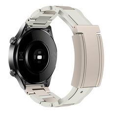 Cinturino per orologio in gomma in acciaio inossidabile con fibbia magnetica pieghevole da 20 mm (bianco + luce stellare)