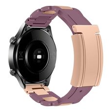 Cinturino per orologio in gomma con fibbia magnetica pieghevole da 20 mm in acciaio inossidabile (viola + oro rosa)