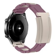 Cinturino per orologio in gomma in acciaio inossidabile con fibbia magnetica pieghevole da 20 mm (viola + luce stellare)