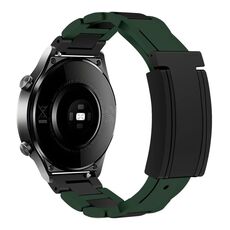 Cinturino per orologio in gomma in acciaio inossidabile con fibbia magnetica pieghevole da 20 mm (verde + nero)
