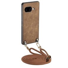 Per Google Pixel 9a Custodia per telefono in pelle vintage con retro in PC e tracolla (marrone)