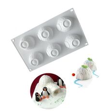 Stampo in silicone a forma di igloo con 6 cavità 3D per realizzare mousse, dessert, gelatina, budino, candela