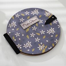 Album fotografico rotondo in legno, album commemorativo per bambini, album fotografici per la crescita, album fai da te, stile: fiore scuro