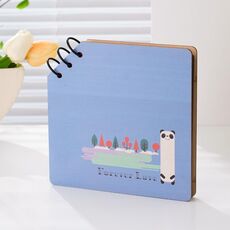 Album fotografico quadrato in legno fai da te per bambini, album fotografico per la crescita dei cartoni animati (amore per sempre)