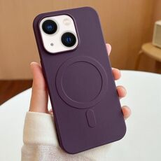 Per iPhone 14 Custodia per telefono in TPU MagSafe Stripe (viola scuro)