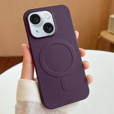 Per iPhone 15 Custodia per telefono in TPU MagSafe Stripe (viola scuro)