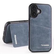 Per iPhone 16 Forwenw F8 Series 2 in 1 Custodia per telefono in pelle con slot per schede magnetiche (blu)