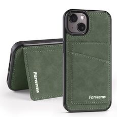 Per iPhone 14 Forwenw F8 Series 2 in 1 Custodia per telefono in pelle con slot per schede magnetiche (verde)