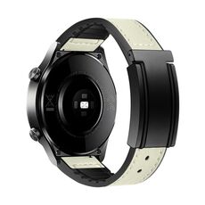 Cinturino per orologio in silicone PU con fibbia magnetica pieghevole a forma di T da 20 mm (bianco crema)