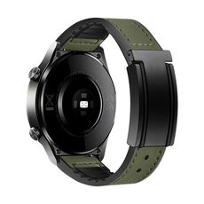 Cinturino per orologio in silicone PU con fibbia magnetica pieghevole a forma di T da 20 mm (verde Crazy Horse)
