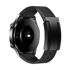 Cinturino per orologio in silicone PU con fibbia magnetica pieghevole a forma di T da 20 mm (nero)