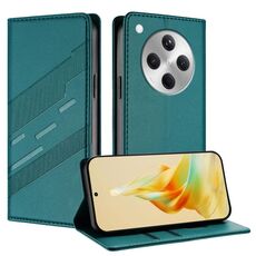 Per OPPO Find X8 Custodia per telefono in pelle retrò con portafoglio multifunzionale in rilievo (verde scuro)