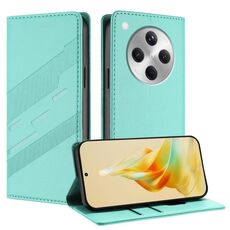 Per OPPO Find X8 Custodia per telefono in pelle retrò con portafoglio multifunzionale in rilievo (verde menta)